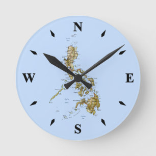 Redondo Relógio de Mapa das Filipinas