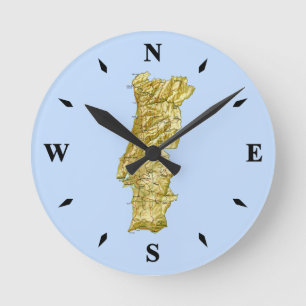 Redondo Relógio de Mapa de Portugal