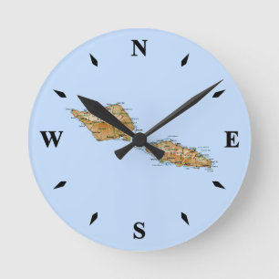 Redondo Relógio de Mapa Samoa