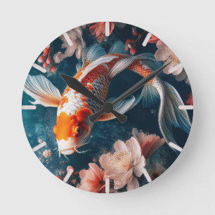 Redondo Relógio de Peixe Koi Bonito