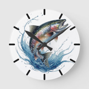 Redondo Relógio de Pesca de Truta Saltitante Colorida