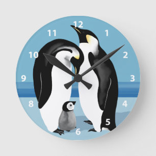 Redondo Relógio de Pinguins Imperador