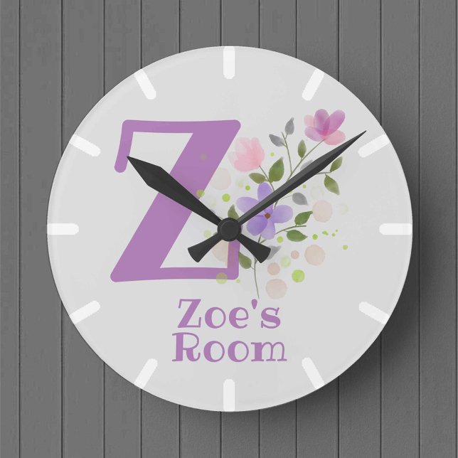 Redondo Relógio de Quarto Infantil com o Nome Zoe (Criador carregado)