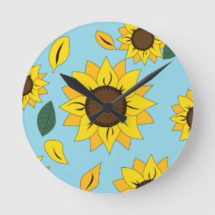 Redondo Relógio de Sinais Sunflower