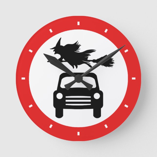 Redondo Relógio de Sinal de Bruxa Voadora (Frente)