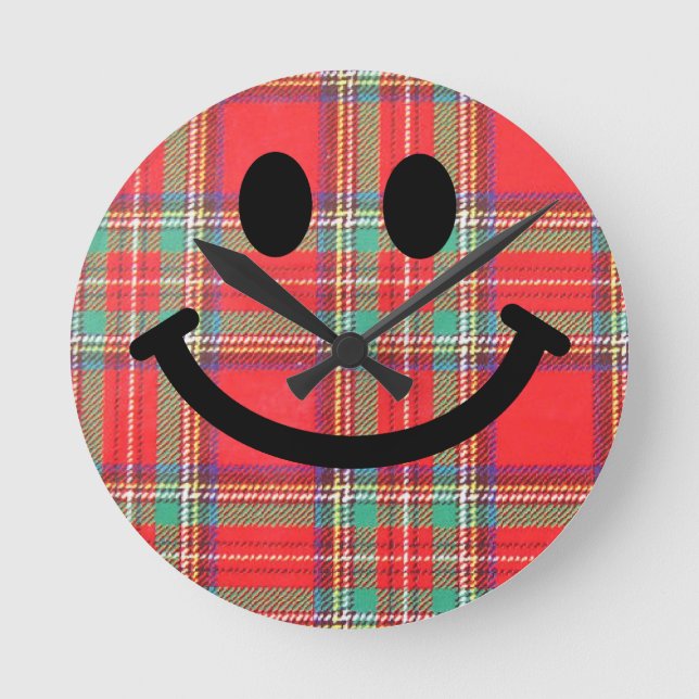 Redondo Relógio de Tartan escocês (Frente)