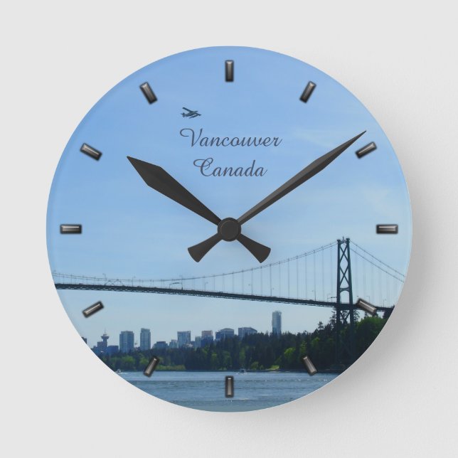 Redondo Relógio de Vancouver Personalizado de Parede de Va (Frente)