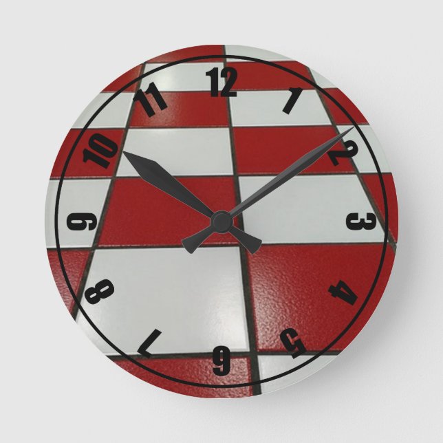 Redondo Relógio de Vintagem Branco vermelho N (Frente)