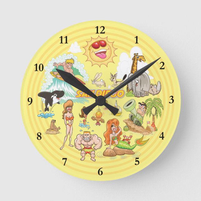 Redondo Relógio do acrílico San Diego California (Frente)