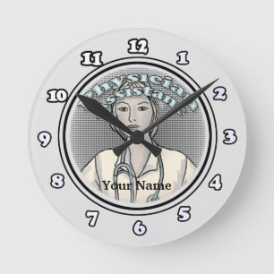 Redondo Relógio do Assistente Médico da Retro-Feminino