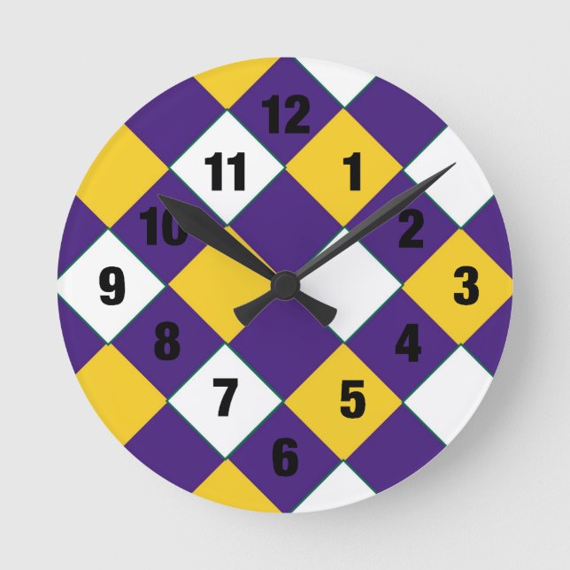 Redondo Relógio Dourado e roxo (Frente)