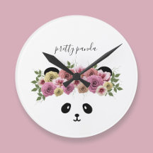 Relógio Infantil Urso Panda Floral Fofo