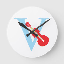 Redondo Relógio inicial - letra V