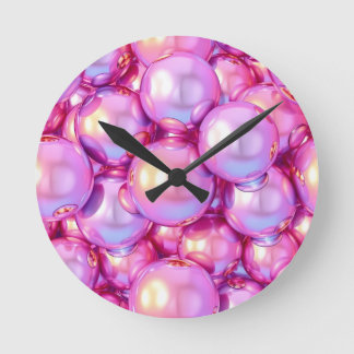Redondo Relógio Iridescente Cyber-Bolhas Y2K