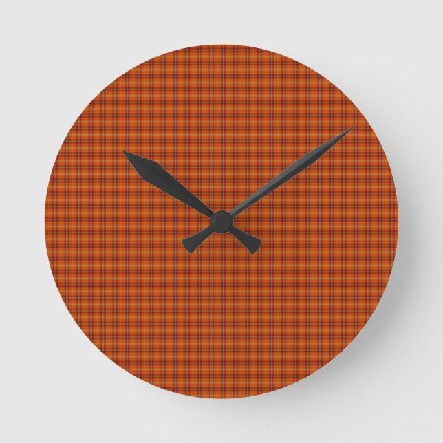 Redondo Relógio Laranja Tartan Wall (Frente)