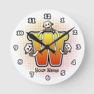 Redondo Relógio Monograma W Sock Monkey