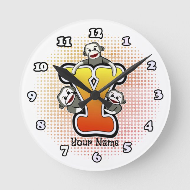 Redondo relógio Monograma Y Sock Macaco (Frente)