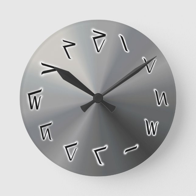 Redondo Relógio Numérico de Parede da Kaktovik cinza (Frente)
