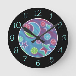 Redondo Relógio "Números" da Noite Brilhante em preto