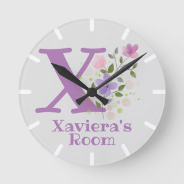 Redondo Relógio para Quarto de Criança com Nome Xaviera & 