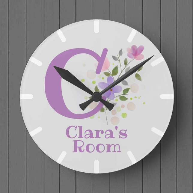 Redondo Relógio para Quarto de Crianças com o Nome Clara (Criador carregado)