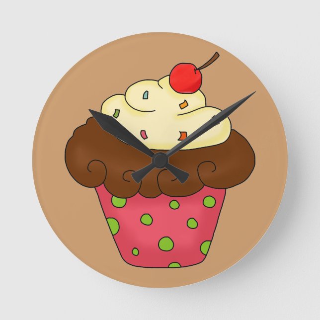 Redondo relógio personalizado do Cupcake (Frente)