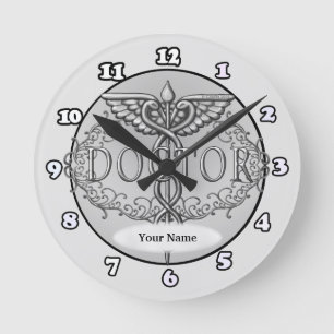 Redondo Relógio Personalizado do Médico Oval Silver