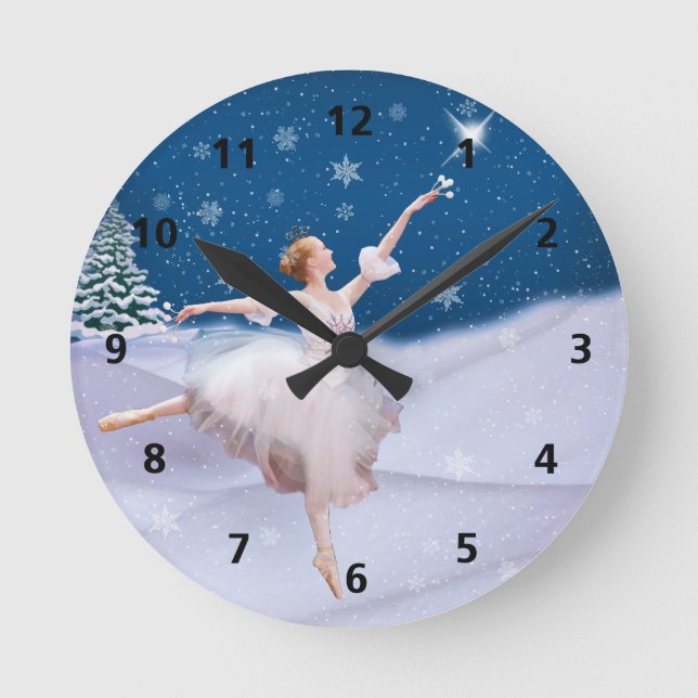 Redondo Relógio Personalizável da Rainha de Neve Ballerina (Frente)