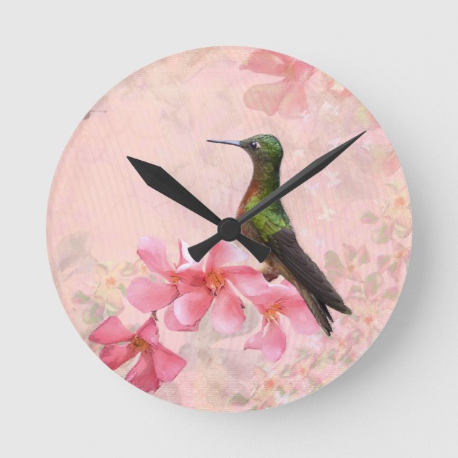 Redondo Relógio Primavera Rosa (Frente)