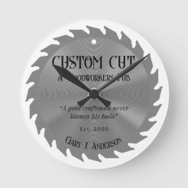 Redondo Relógio PubWall da lâmina do carpinteiro de madeir