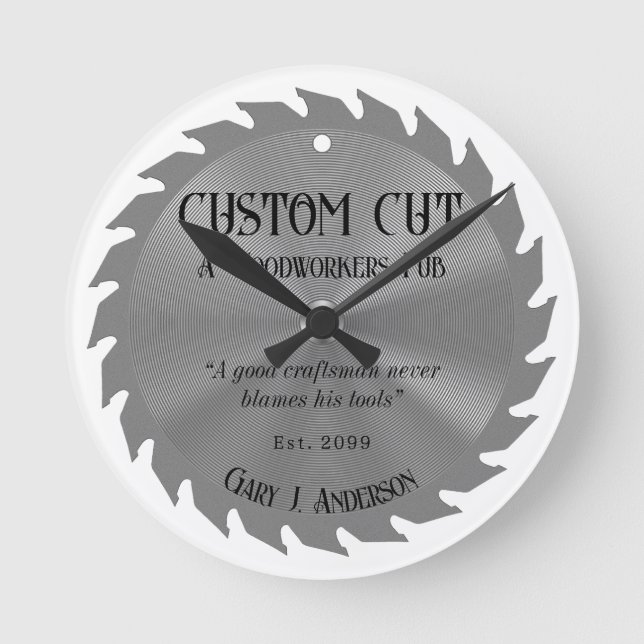 Redondo Relógio PubWall da lâmina do carpinteiro de madeir (Frente)