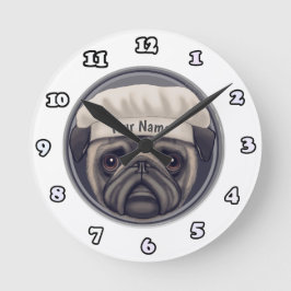 Redondo Relógio Pug Chef
