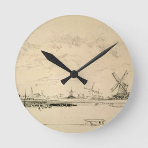 Redondo relógio "Sketch of Windmills"