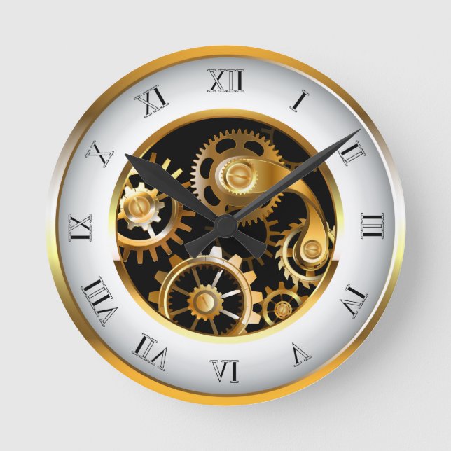 Redondo Relógio Steampunk com Dragonfly Mecânica (Frente)