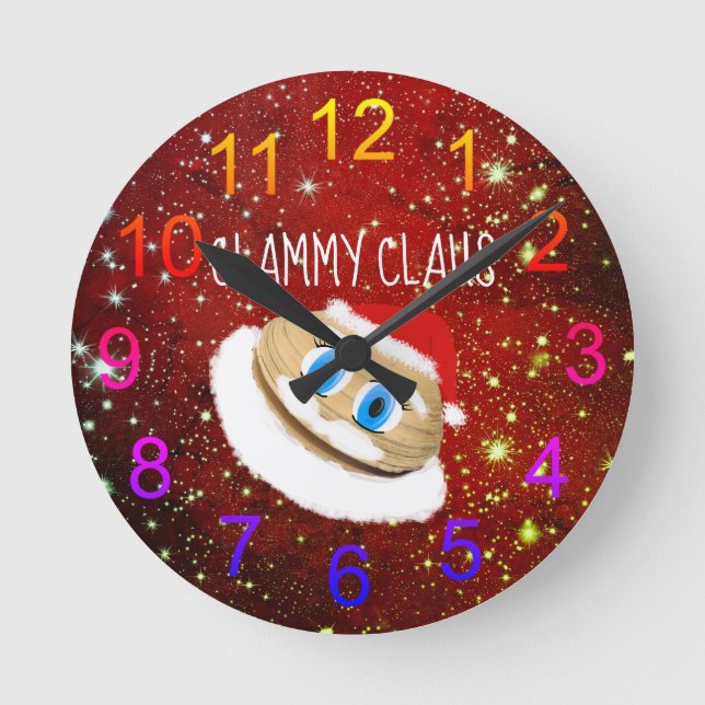 Redondo Relógio Wall do Clammy Claus de Natal estranho (Frente)