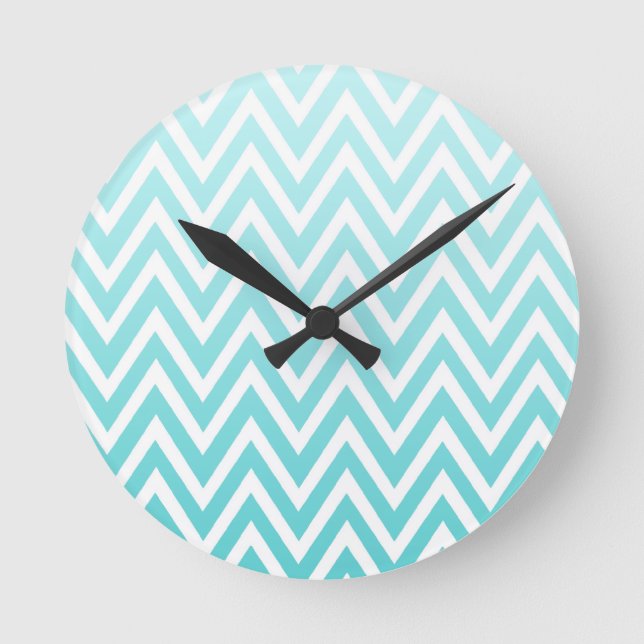 Redondo Relógio zigzag zigzag azul-aqua ombre (Frente)