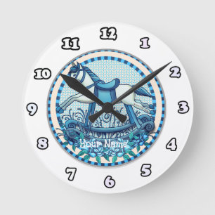 Redondo Rosas azuis rebatendo o relógio