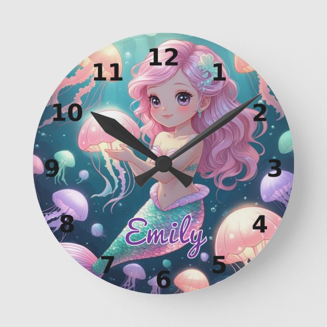 Redondo Sereia editável e relógio de águas-vivas (Frente)