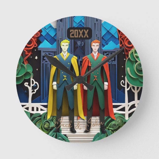 Redondo Seu Casamento e Aniversário Grande Relógio (Frente)