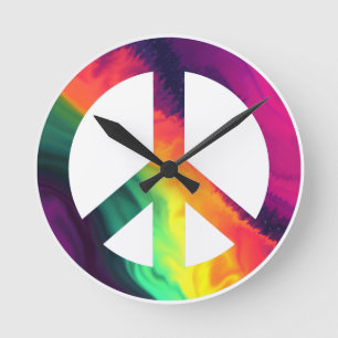 Redondo Sinal de paz hippy relógio
