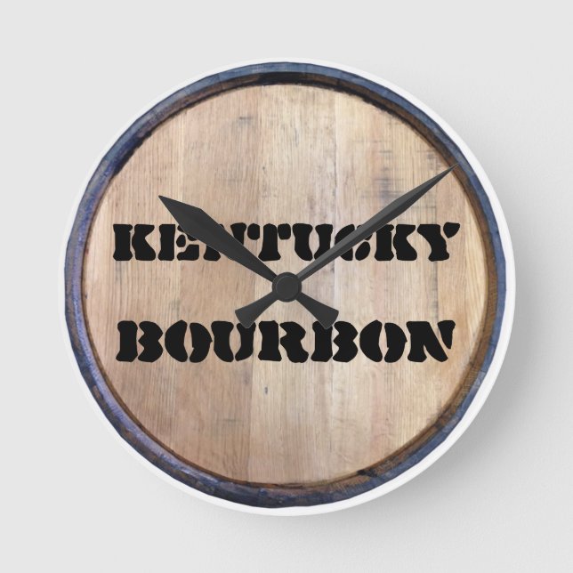 REDONDO TAMPA DE BARRIL DE BOURBON (FALSO) RELÓGIO KENTUCK (Frente)