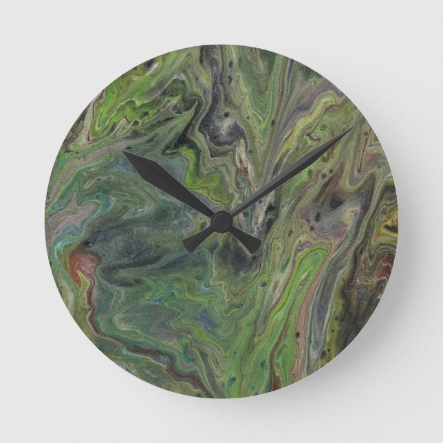 Redondo Trava O Relógio De Abstrato Verde Profundo (Frente)