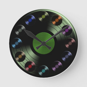 Redondo Vinyl Record Album Retro LP Boho Round Relógio