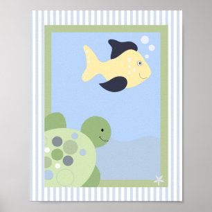 REEF TURTLE FISH 8x10 BABY NURSERY ROOM IMPRESSÃO