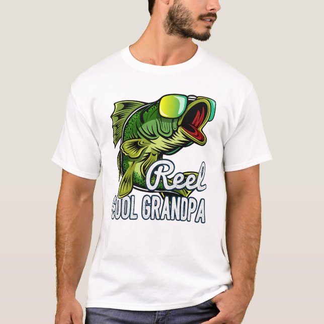 Reel Cool Grandpa Fishing T-Shirt – Funny Bass Fis (Frente)