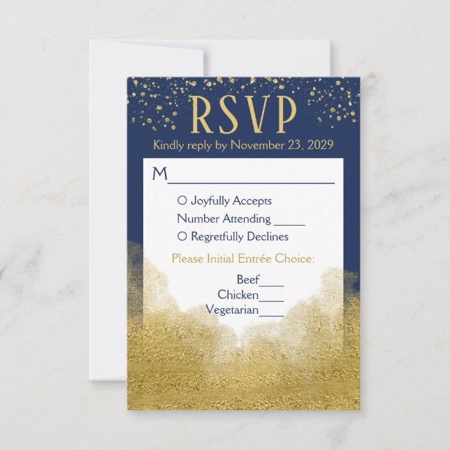 Refeição de Resposta de Casamento de Confetti RSVP (Frente)