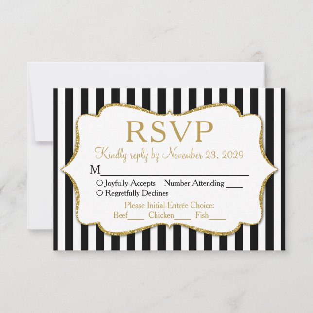 Refeição de Resposta de Casamento RSVP de Stripe D (Frente)