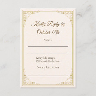 Refined Gold Frame Classic Wedding RSVP Card