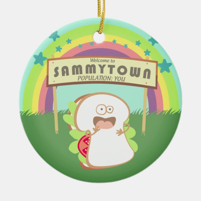 Refletor sanduíche engraçado comida ornamento de N (Frente)