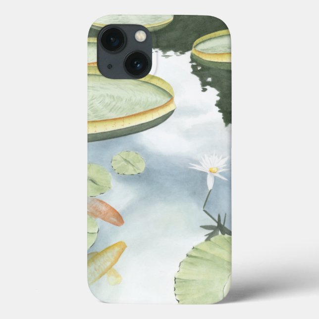 Reflexão de Koi Pond com peixes e lírios (Verso)